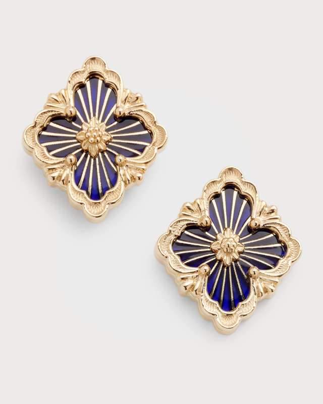 Opera Tulle 18K Blue Enamel Earrings